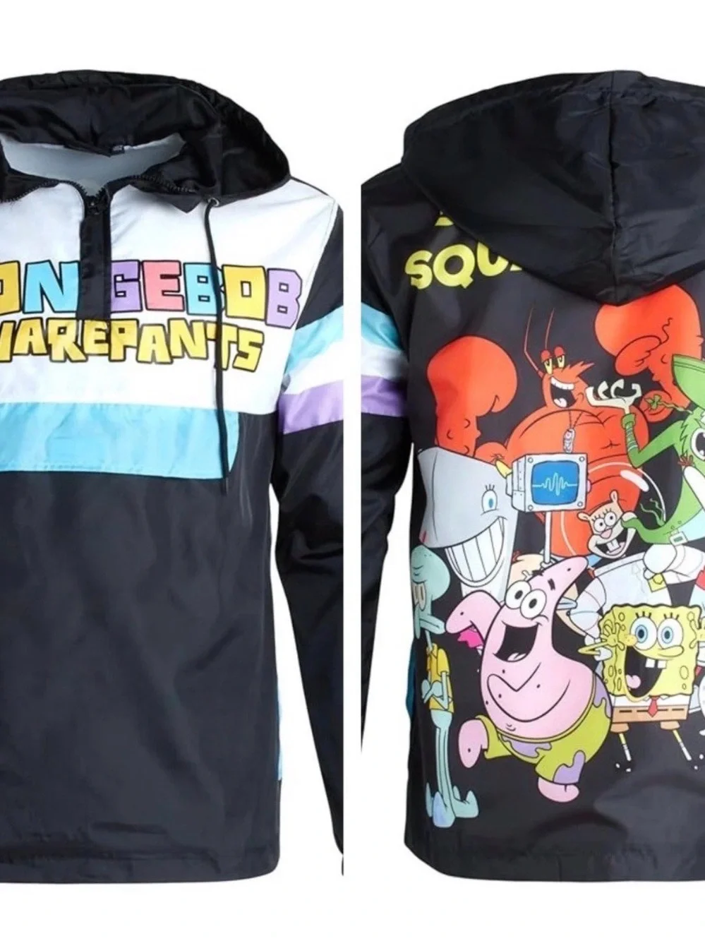 Nickelodeon Spongebob Squarepants Hoodie Windbreaker Jacket Adult Sz Large